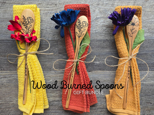 Floral Wood Burned Spoon: Personalized Kitchen Utensil