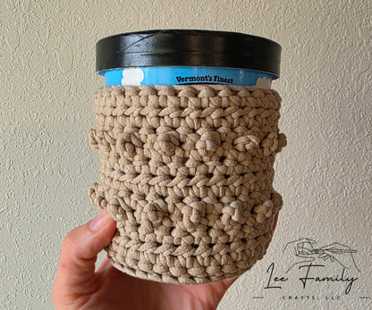 Hand-Crocheted Pint Ice Cream Cozy: Cotton-Nylon Blend Ramen Cozy