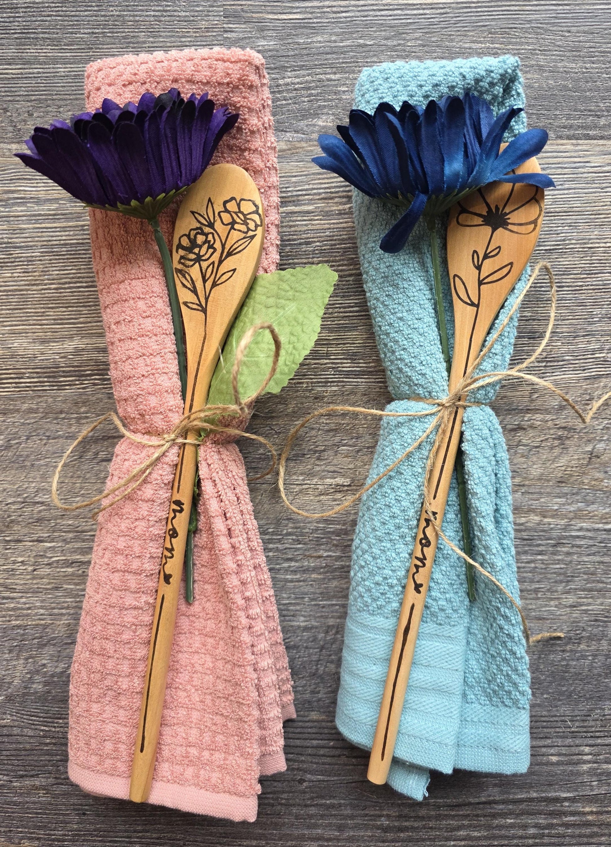 Floral Wood Burned Spoon: Personalized Kitchen Utensil