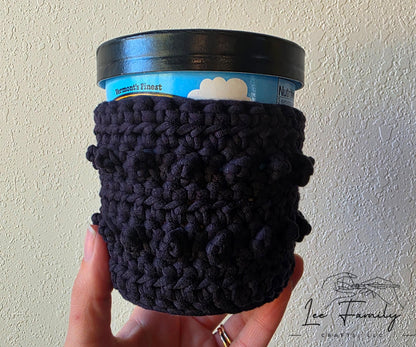 Hand-Crocheted Pint Ice Cream Cozy: Cotton-Nylon Blend Ramen Cozy