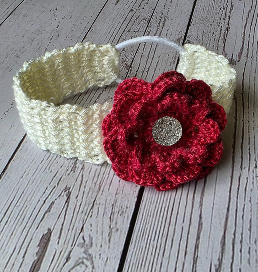 Crochet Flower Baby Headband: Hair Accessory, Newborn to Toddler