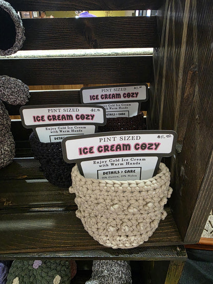 Hand-Crocheted Pint Ice Cream Cozy: Cotton-Nylon Blend Ramen Cozy