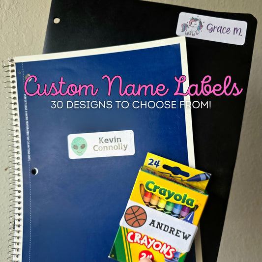 Custom Name Labels: School & Office Supply Stickers