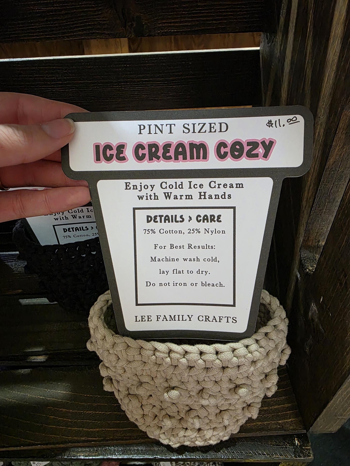 Hand-Crocheted Pint Ice Cream Cozy: Cotton-Nylon Blend Ramen Cozy