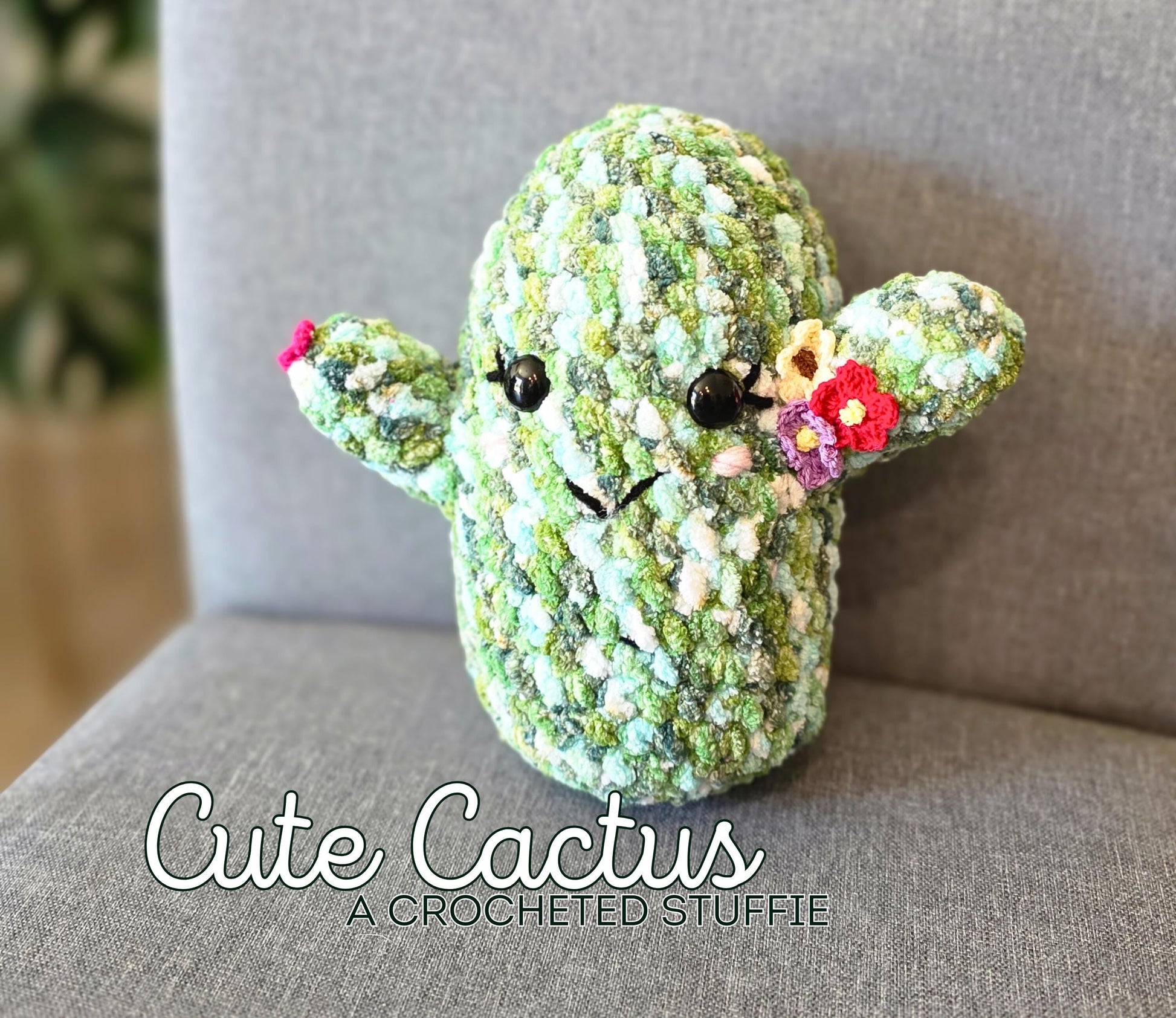Crocheted Cactus Plushie: Handmade Squishy Toy, Western Decor