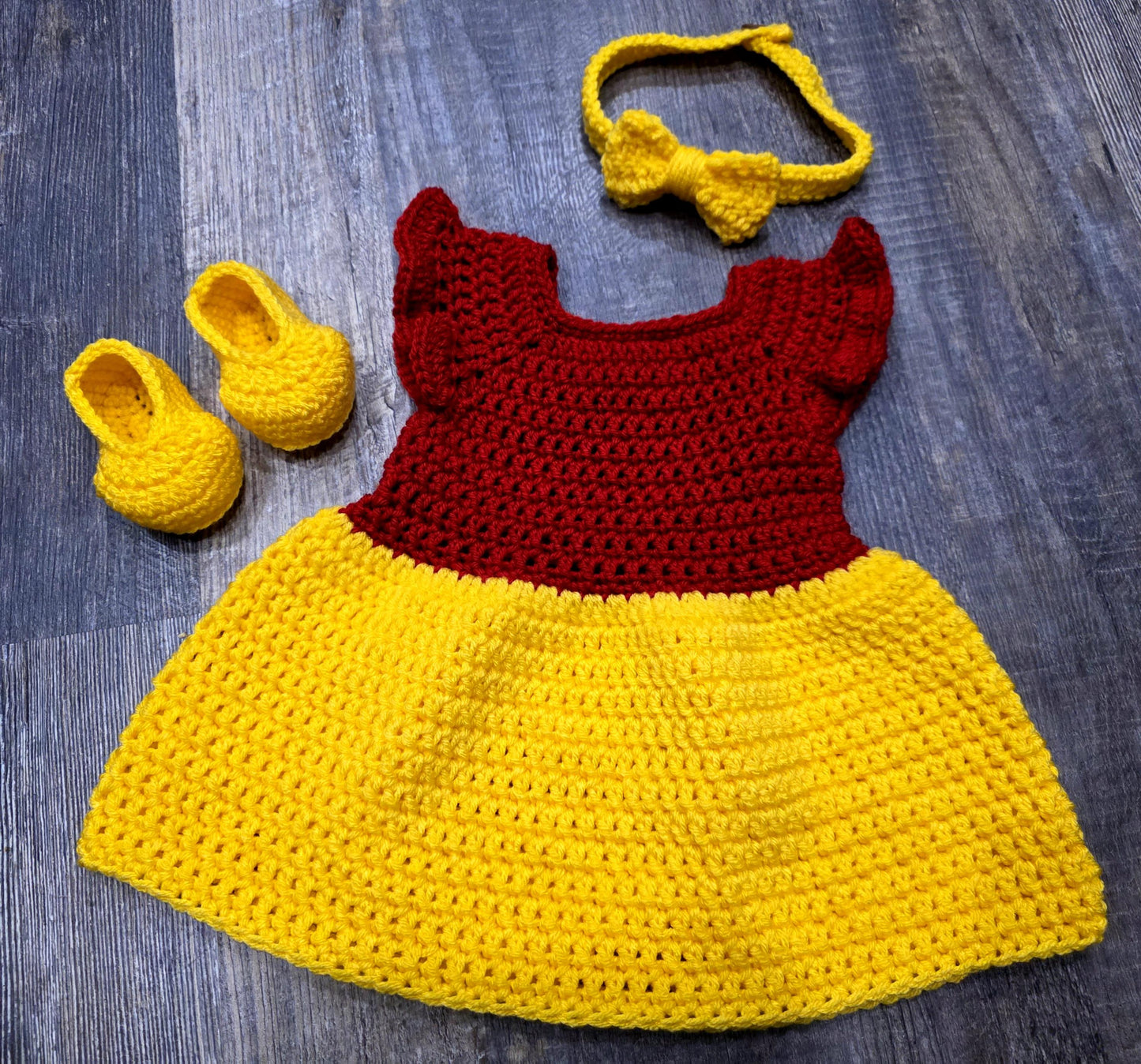 Hand Crocheted Winnie the Pooh Inspired Baby Outfit: Photo Prop