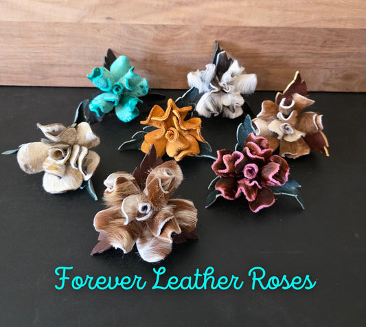 Forever Leather Roses - Western Flower Home Decor - Genuine Cowhide or Leather