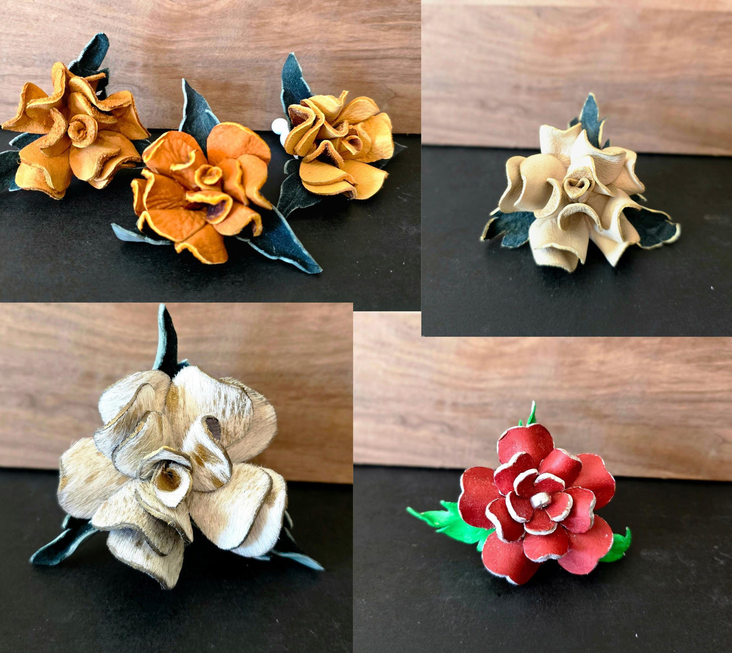 Forever Leather Roses - Western Flower Home Decor - Genuine Cowhide or Leather