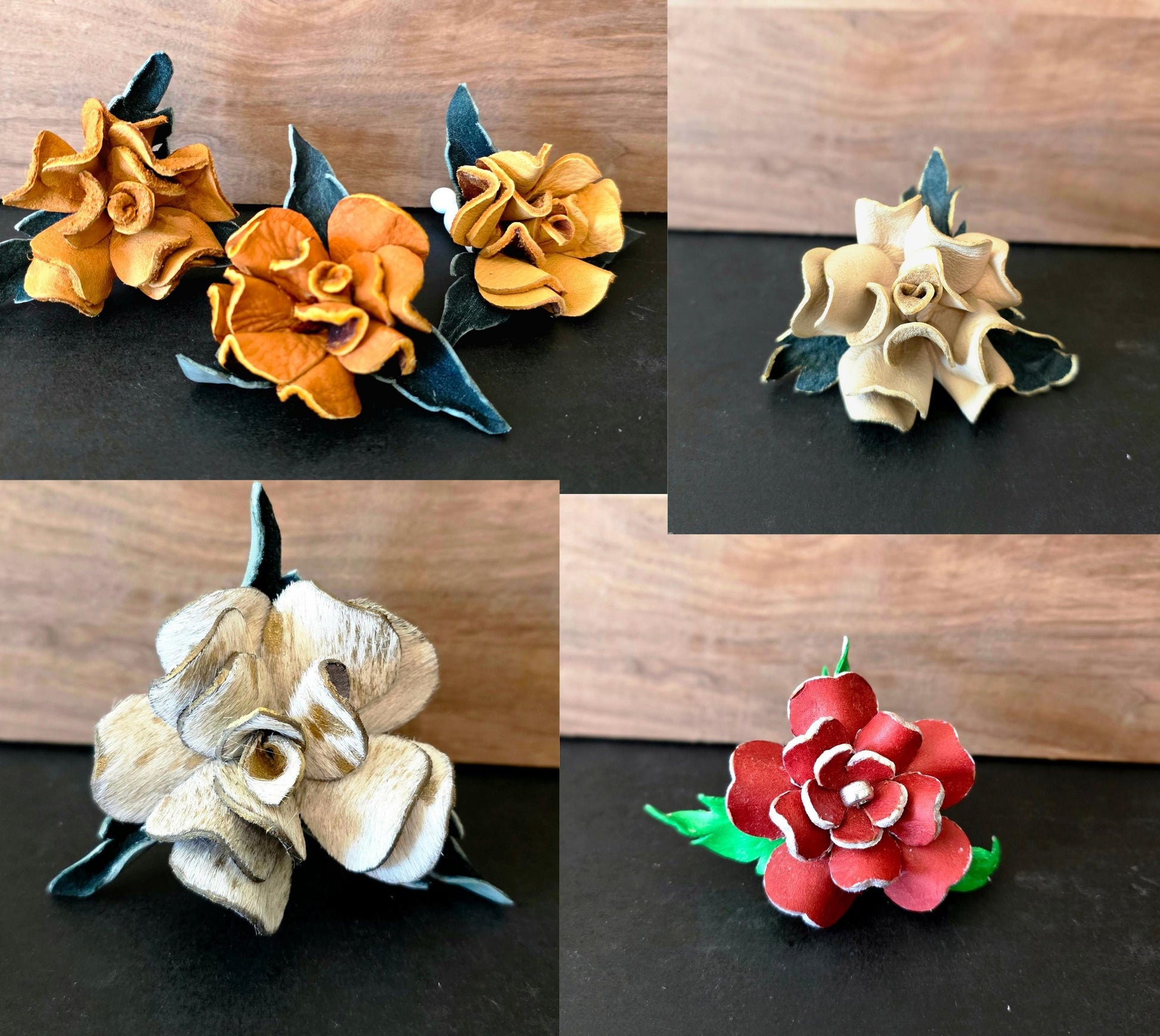Forever Leather Roses - Western Flower Home Decor - Genuine Cowhide or Leather