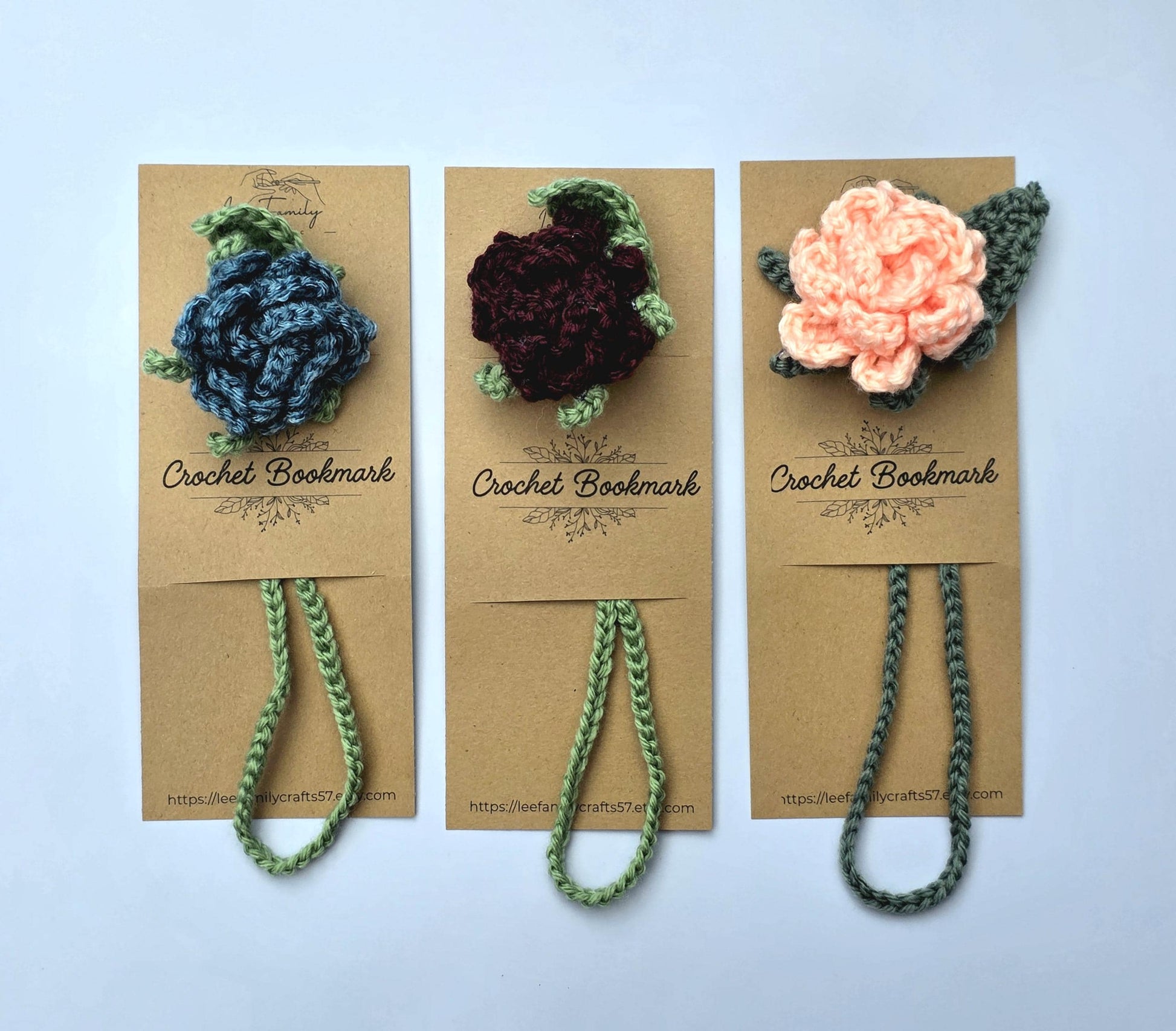 Crochet Rose Bookmark – Handmade Yarn Flower, Book Accessory