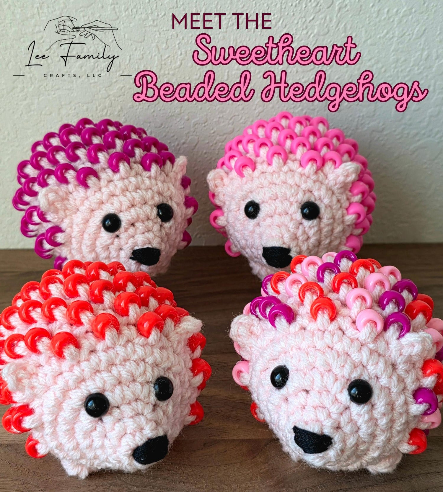 Crocheted Beaded Hedgehog Fidget Toy – Sensory Desk Pet, Valentine's Gift